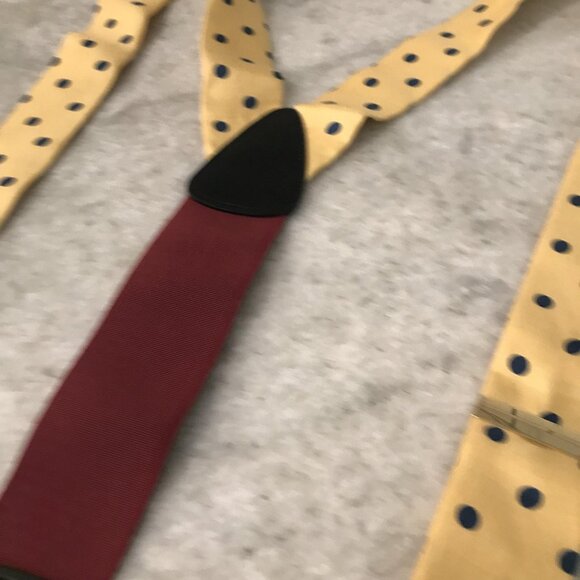 Trafalgar Suspenders Mens One Size Yellow Polka Dot Leather Button End Y-Back - Picture 3 of 7